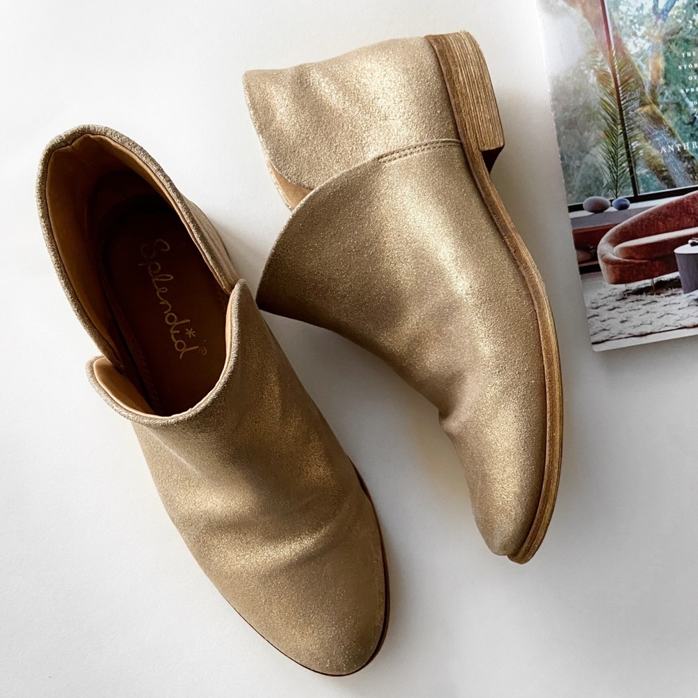 Splendid Petunia Sparkly Gold Ankle Booties - Picture 3 of 5